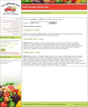 The Lettuce Shop Postcode Search